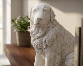 Great Pyrenees Realistic Seated Dog Statue thumbnail 1
