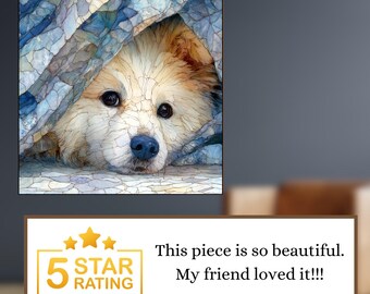 American Eskimo Dog Under the Blanket Ceramic Tile thumbnail 3