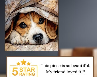 Beagle Under the Blanket Ceramic Tile thumbnail 3