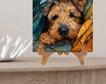 Wheaten Terrier Under the Blanket Ceramic Tile thumbnail 2