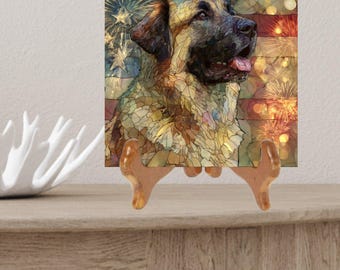 Anatolian Shepherd USA Flag Patriotic Dog Ceramic Tile thumbnail 2