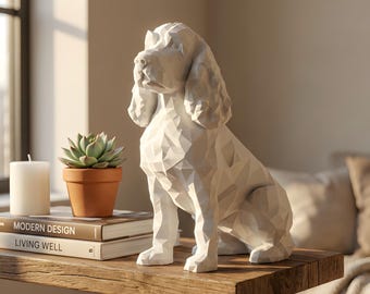 Cockapoo Low-Poly Geometric Dog Statue thumbnail 1