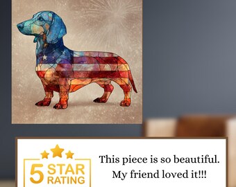 Dachshund USA Flag Patriotic Dog Ceramic Tile thumbnail 4