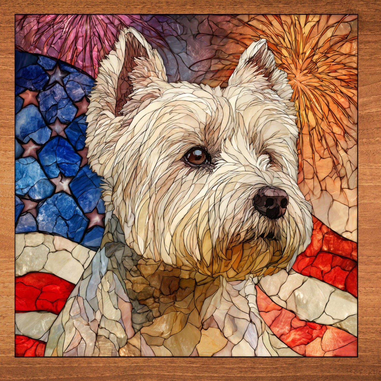 West Highland White Terrier USA Flag Patriotic Dog Ceramic Tile