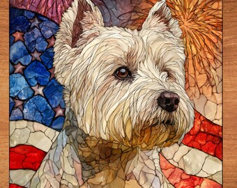 West Highland White Terrier USA Flag Patriotic Dog Ceramic Tile thumbnail 1