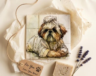 Shih Tzu Spa Dog Ceramic Tile thumbnail 2