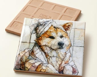 Akita Spa Dog Ceramic Tile thumbnail 3