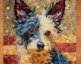 Chinese Crested USA Flag Patriotic Dog Ceramic Tile thumbnail 1