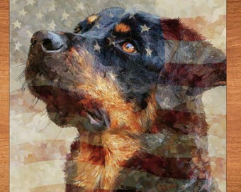 Beauceron USA Flag Patriotic Dog Ceramic Tile thumbnail 1