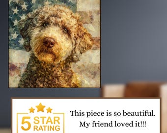 Lagotto Romagnolo USA Flag Patriotic Dog Ceramic Tile thumbnail 4