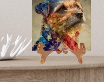 Border Terrier USA Flag Patriotic Dog Ceramic Tile thumbnail 2