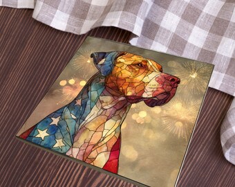 Dogo Argentino USA Flag Patriotic Dog Ceramic Tile thumbnail 3