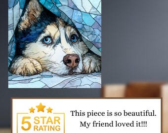 Siberian Husky Under the Blanket Ceramic Tile thumbnail 3