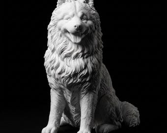 Samoyed Realistic Seated Dog Statue thumbnail 2