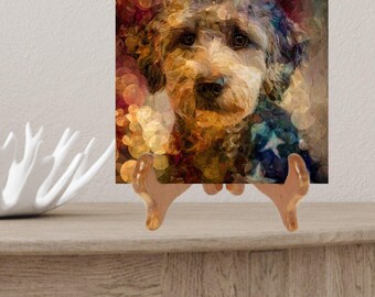 Schnoodle USA Flag Patriotic Dog Ceramic Tile thumbnail 2