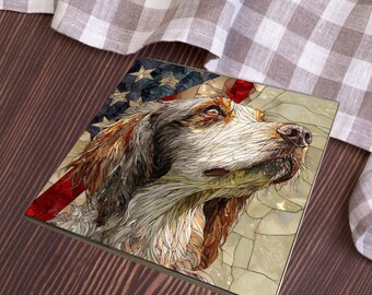 English Setter USA Flag Patriotic Dog Ceramic Tile thumbnail 3