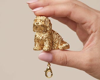 Coton de Tulear Gold Dog Sculpture Bag Charm thumbnail 4