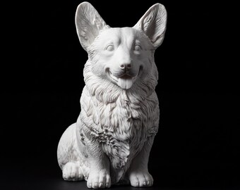 Pembroke Welsh Corgi Realistic Seated Dog Statue thumbnail 2