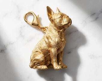 Boston Terrier Gold Dog Sculpture Bag Charm thumbnail 2
