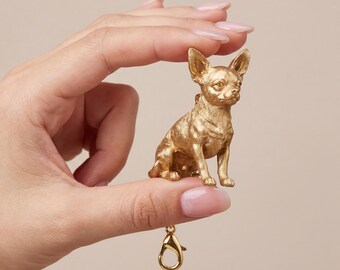 Chihuahua Gold Dog Sculpture Bag Charm thumbnail 4