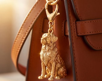 Bernese Mountain Dog Gold Dog Sculpture Bag Charm thumbnail 1