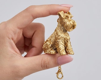 Miniature Schnauzer Gold Dog Sculpture Bag Charm thumbnail 3