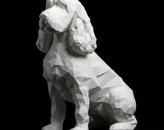 Cockapoo Low-Poly Geometric Dog Statue thumbnail 2