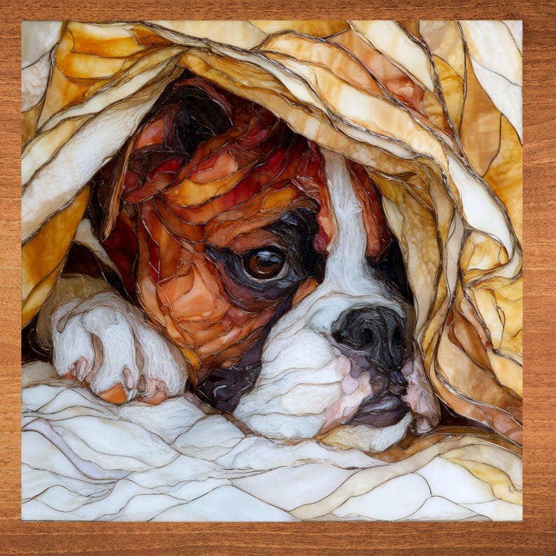 Boxer Under the Blanket Ceramic Tile
