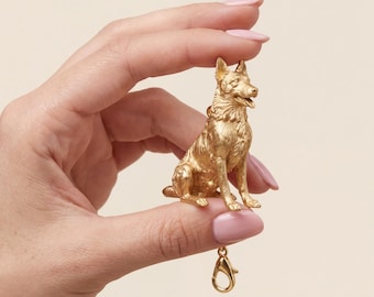 Belgian Malinois Gold Dog Sculpture Bag Charm thumbnail 4