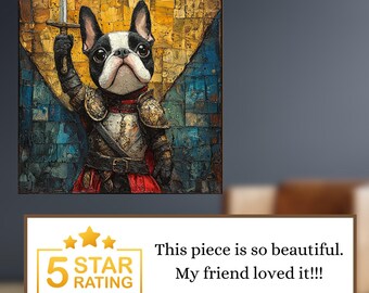 Boston Terrier Medieval Knight Dog Ceramic Tile thumbnail 3