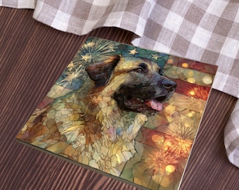 Anatolian Shepherd USA Flag Patriotic Dog Ceramic Tile thumbnail 3