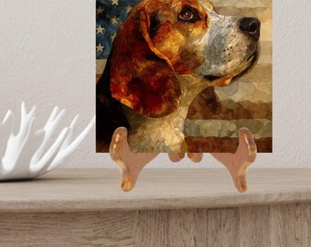 Beagle USA Flag Patriotic Dog Ceramic Tile thumbnail 2