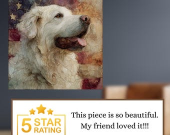 Great Pyrenees USA Flag Patriotic Dog Ceramic Tile thumbnail 4
