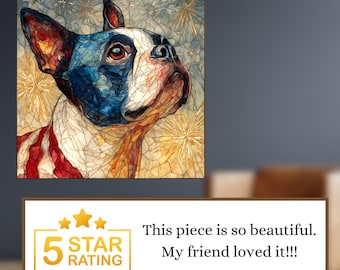 Boston Terrier USA Flag Patriotic Dog Ceramic Tile thumbnail 4