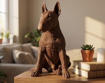 Bull Terrier Realistic Seated Dog Statue thumbnail 4