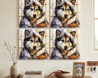 Alaskan Malamute Spa Dog Ceramic Tile thumbnail 4