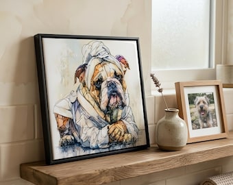 English Bulldog Spa Dog Ceramic Tile thumbnail 1