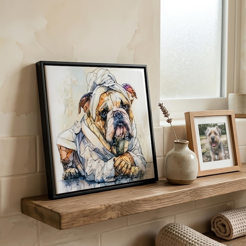 English Bulldog Spa Dog Ceramic Tile