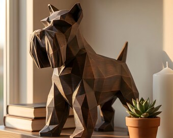 Miniature Schnauzer Low-Poly Geometric Dog Statue thumbnail 4