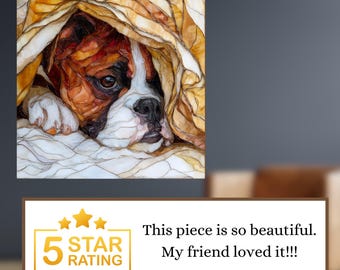 Boxer Under the Blanket Ceramic Tile thumbnail 3