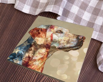 Labrador Retriever USA Flag Patriotic Dog Ceramic Tile thumbnail 3