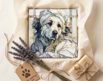 Great Pyrenees Spa Dog Ceramic Tile thumbnail 2