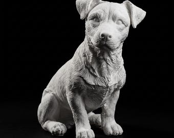 Jack Russell Terrier Realistic Seated Dog Statue thumbnail 2