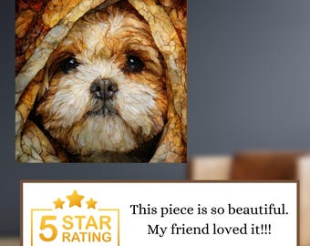 Lhasa Apso Under the Blanket Ceramic Tile thumbnail 3
