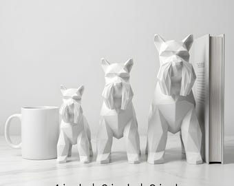 Miniature Schnauzer Low-Poly Geometric Dog Statue thumbnail 3