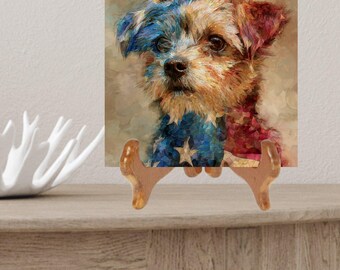 Shorkie USA Flag Patriotic Dog Ceramic Tile thumbnail 2
