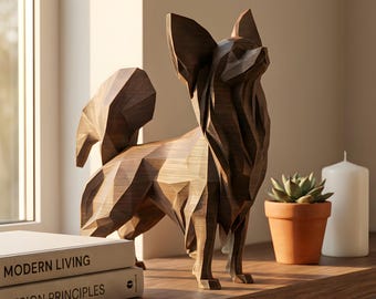 Papillon Low-Poly Geometric Dog Statue thumbnail 4