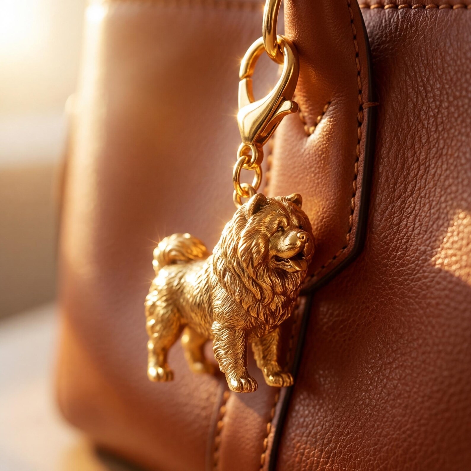 Chow Chow Gold Dog Sculpture Bag Charm