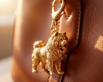 Chow Chow Gold Dog Sculpture Bag Charm thumbnail 1