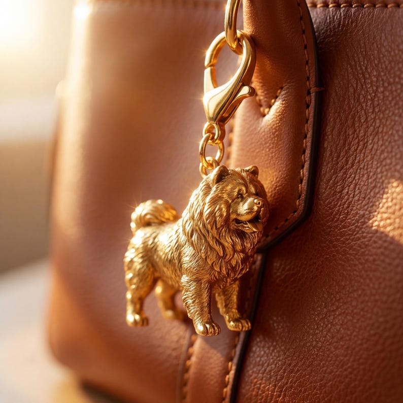 Chow Chow Gold Dog Sculpture Bag Charm